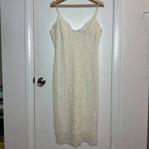 Express Cream Lace Delicate Strap Midi Dress L